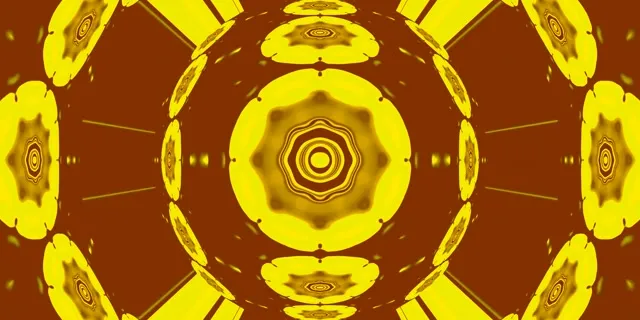 Neon Tunnel Goldenes Mandala Kaleidoskop VJ Loop 2:1 Univisium 60fps Bildschirmschoner