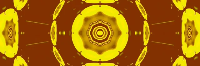 อุโมงค์นีออนวนน้ำ Mandala สีทอง VJ Loop 3:1 Triple Wide 60fps Screensaver