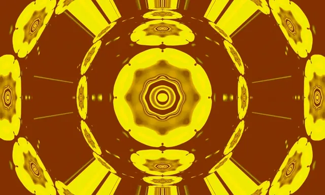 Neon Tünel Altın Mandala Kaleidoskop VJ Loop 5:3 Geniş 60fps Ekran Koruyucu