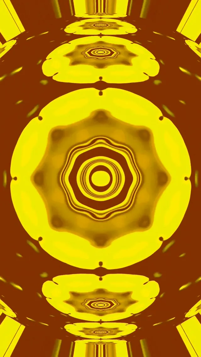 Neon Tunnel Golden Mandala Gear Vj Loop 9:16 Reels 60fps Screensaver