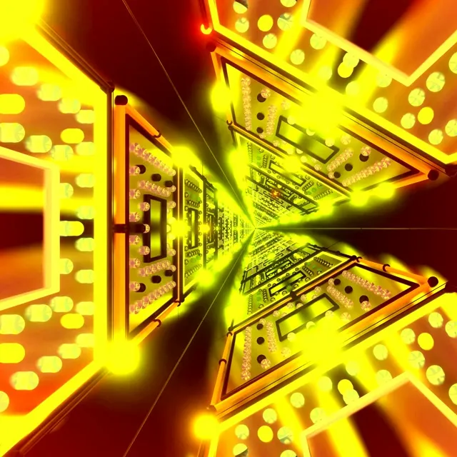 Neon Tunnel Yellow Circuit Board Vj Loop 1:1 Square 60fps Screensaver