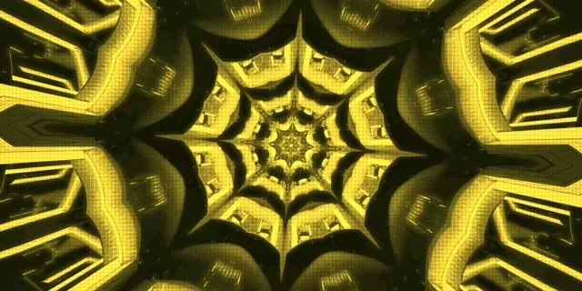 Neon Tunnel Vàng | 2:1 Univisium 60fps Screensaver | Geometric VJ Loop