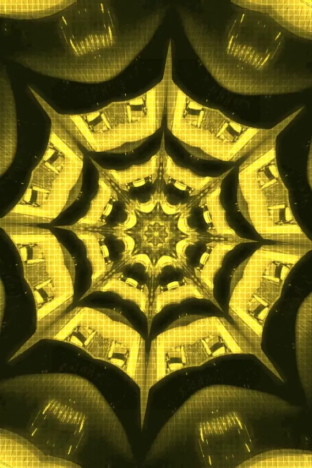 Tuneli i Verdhë Neon VJLoops 9:16 60fps Screensaver Simetria Gjeometrike