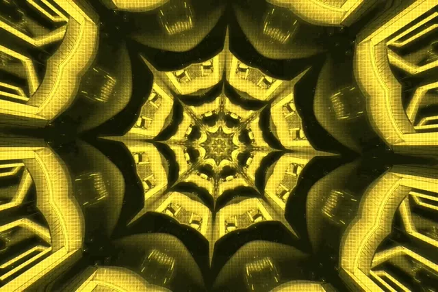 Yellow Neon Tunnel Fractal Kaleidoscope Loop 60fps 3:2 Screensaver