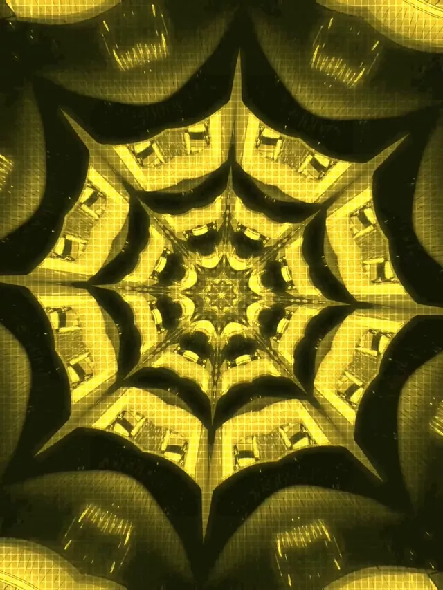 נתיב נאון רשת גיאומטרית צהובה 3:4 iPad Portrait 60fps VJ Loop Screensaver