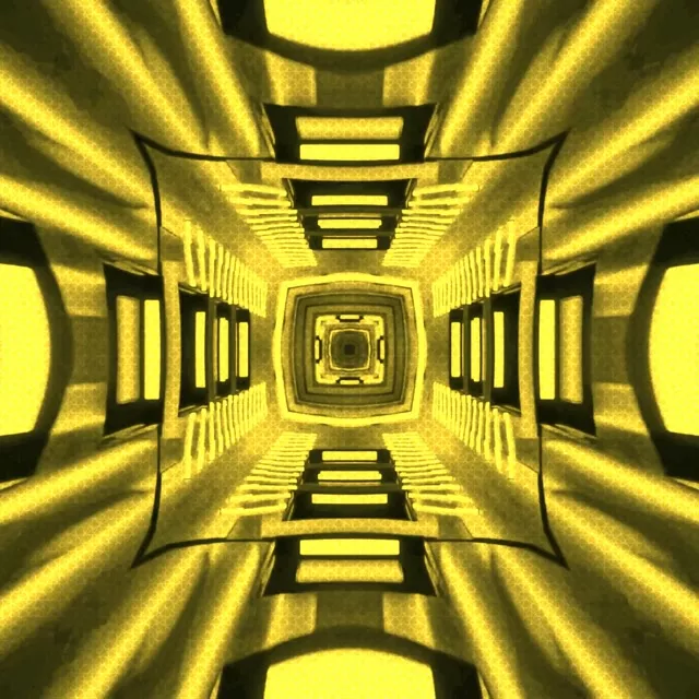 Vj loop Neon Tunnel Golden Fractal Kaleidoscope 1:1 Square 60fps Screensaver