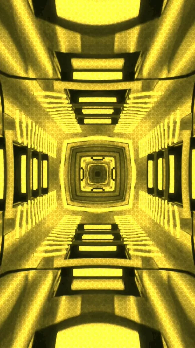 Neon Tunnel Žlutý Čtvercový Vortex Vj Loop 9:16 Reels 60fps Screensaver