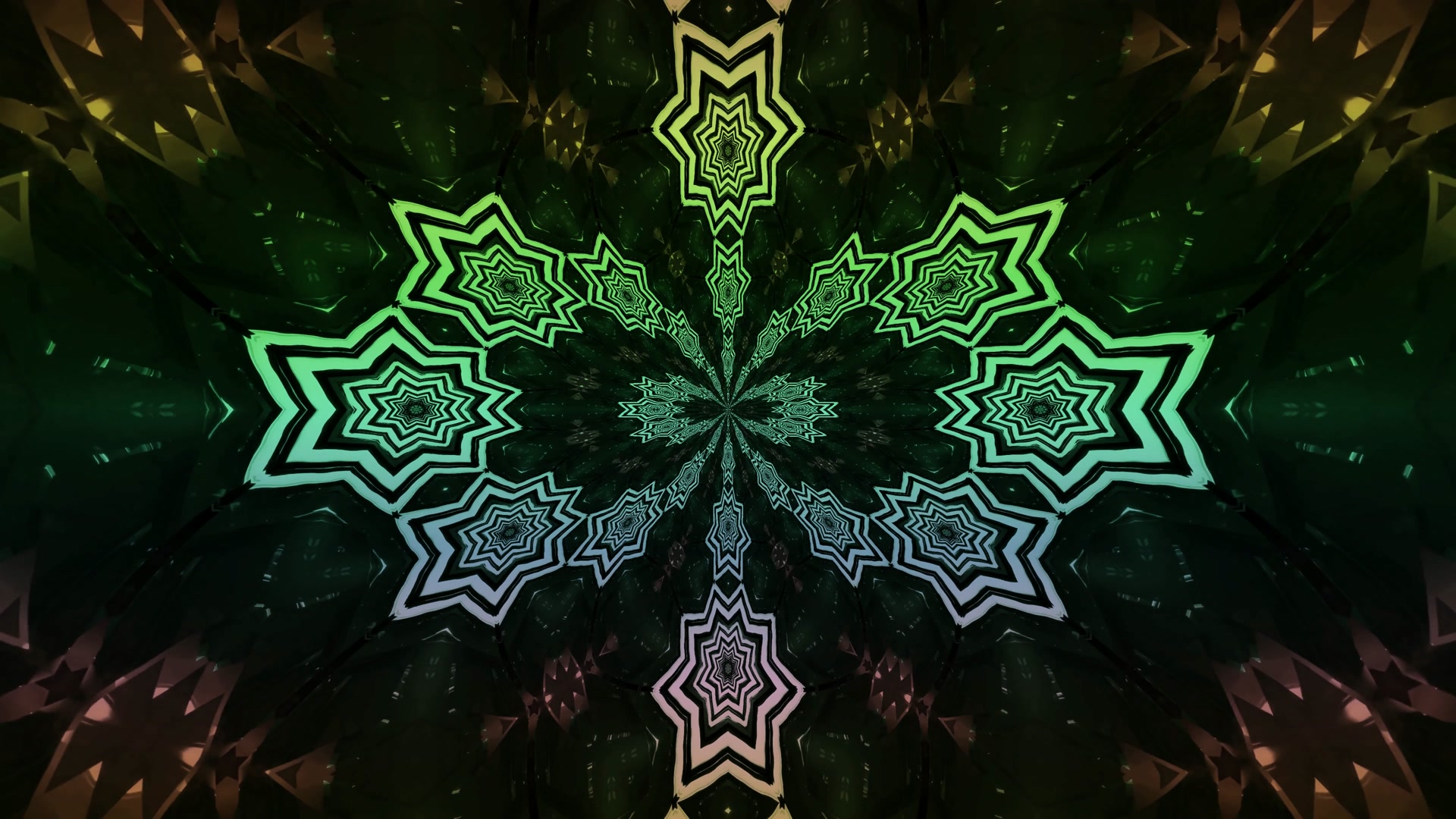 Tunnel Neon Mandala Ciano Screensaver 4K UHD 60fps Live Wallpaper