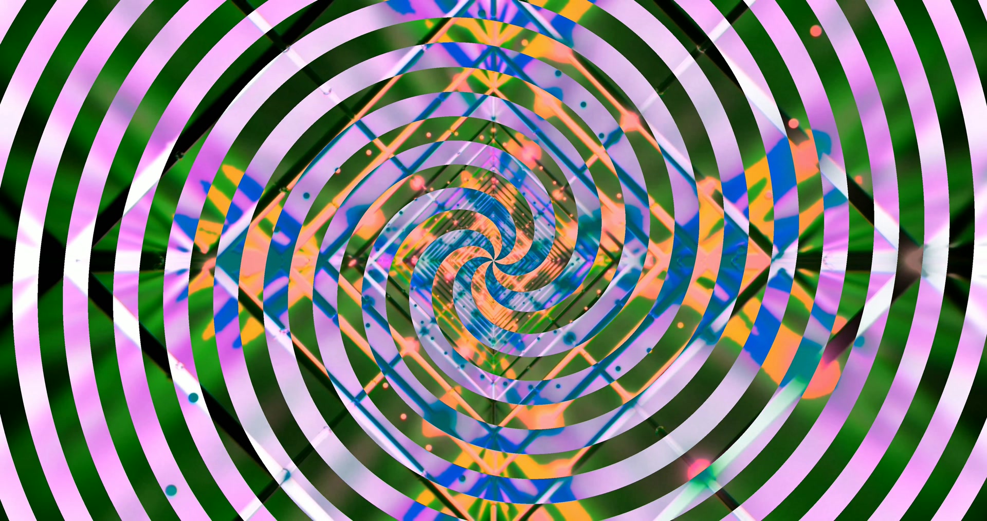 Spirale Rosa Verde Tunnel Neon 4K UHD 60fps Sfondo Animato Screensaver Laptop