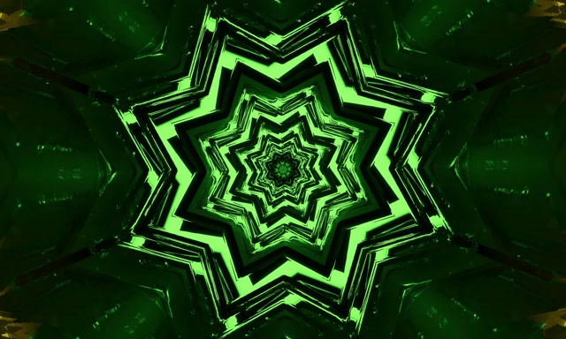 Tunnel Neon Vortice Stella Verde VJLoops 5:3 Wide 60fps Screensaver