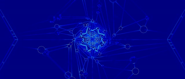 Blue Neon Tunnel Network 60fps 21:9 Ultrawide Screensaver VJ Loop