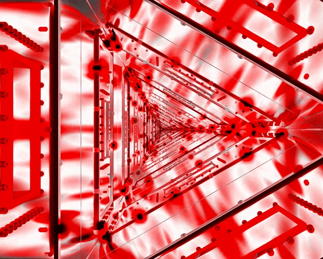 Tunnel Neon Triangolare Rosso VJ Loop 5:4 Industriale 60fps Screensaver