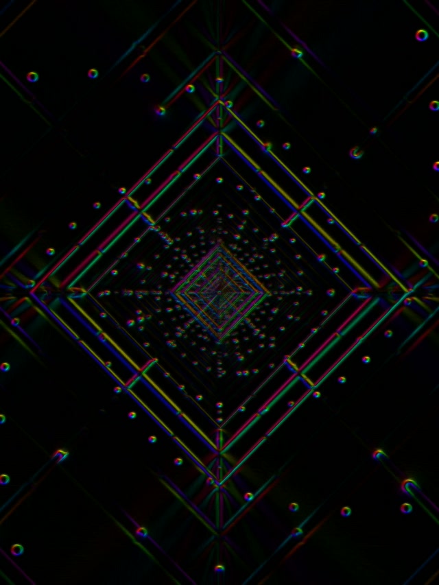 Neon Tunnel Spiraling Diamond Vortex 3:4 iPad Portrait 60fps Screensaver VJ Loop