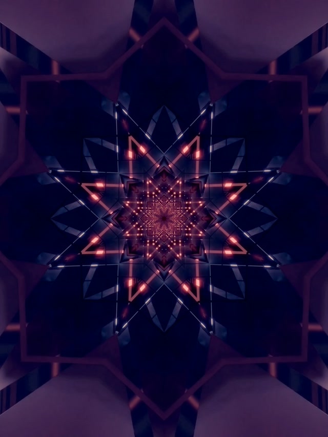Tunnel Neon Stella Caleidoscopio VJ Loop 60fps 3:4 iPad Ritratto Screensaver