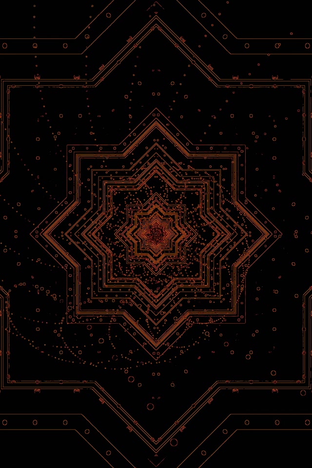 Neon Tunnel Copper Star Mandala VJ Loop 2:3 Photo Portrait 60fps Screensaver