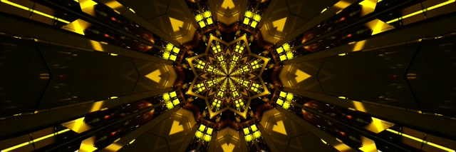 Tunnel Neon Stella Caleidoscopio Oro VJ Loop 3:1 Triple Wide 60fps Screensaver