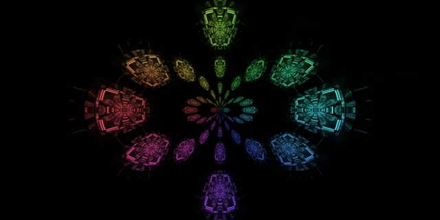 Tunnel Neon Arcobaleno Mandala Fioritura VJ Loop 2:1 Univisium 60fps Screensaver