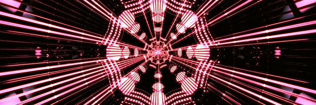Tunnel Neon Rosso Ragnatela Vortice VJ Loop 3:1 Triple Wide 60fps Screensaver