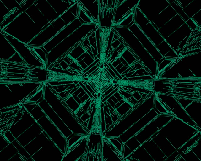 Tunnel Neon Esplosione Griglia Verde VJ Loop 5:4 Industrial 60fps Screensaver