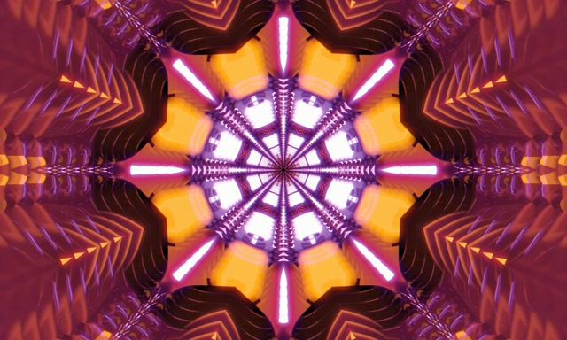 Radiant Kaleidoscope Neon Tunnel 5:3 Wide 60fps VJ Loop Screensaver