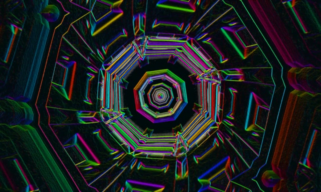 Neon Tunnel Octagonal Vortex 5:3 Wide 60fps VJ Loop Screensaver