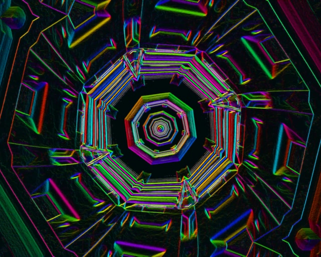 Neon Tunnel Octagonal Vortex Loop 5:4 Industrial 60fps Screensaver VJ Animation