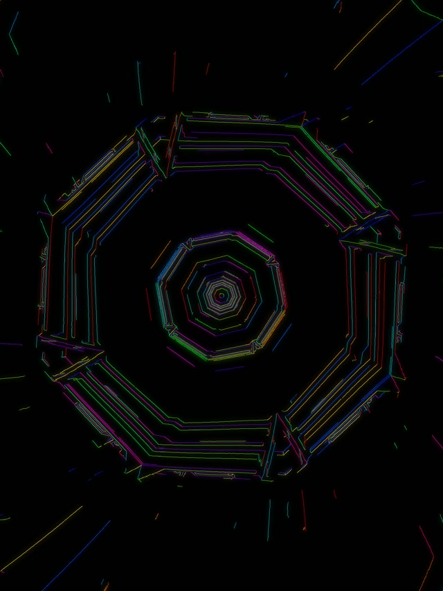 Neon Tunnel Spiraling Octagon Vortex 3:4 iPad Portrait 60fps VJ Loop Screensaver