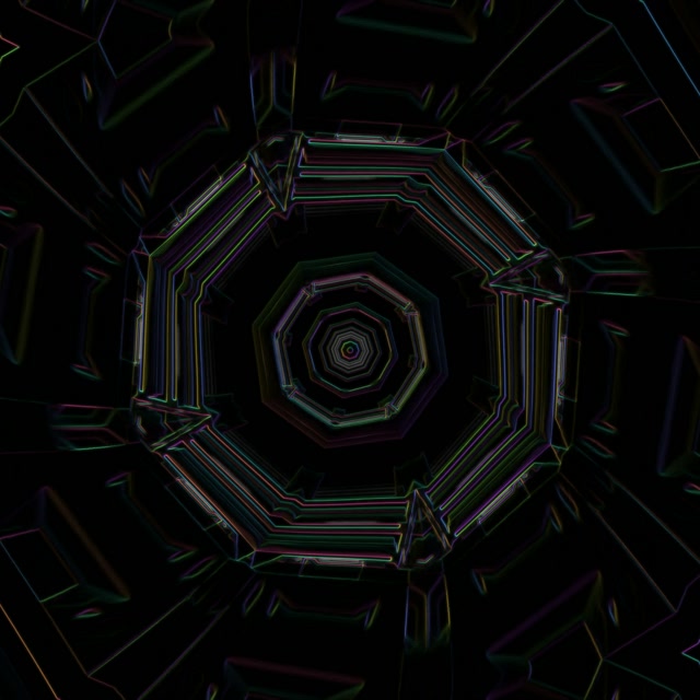 Neon Tunnel Octagonal Vortex 1:1 Square 60fps Screensaver VJ Loop