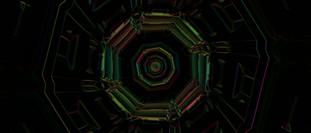 Hypnotic Octagonal Neon Tunnel 21:9 Ultrawide 60fps VJ Loop Screensaver