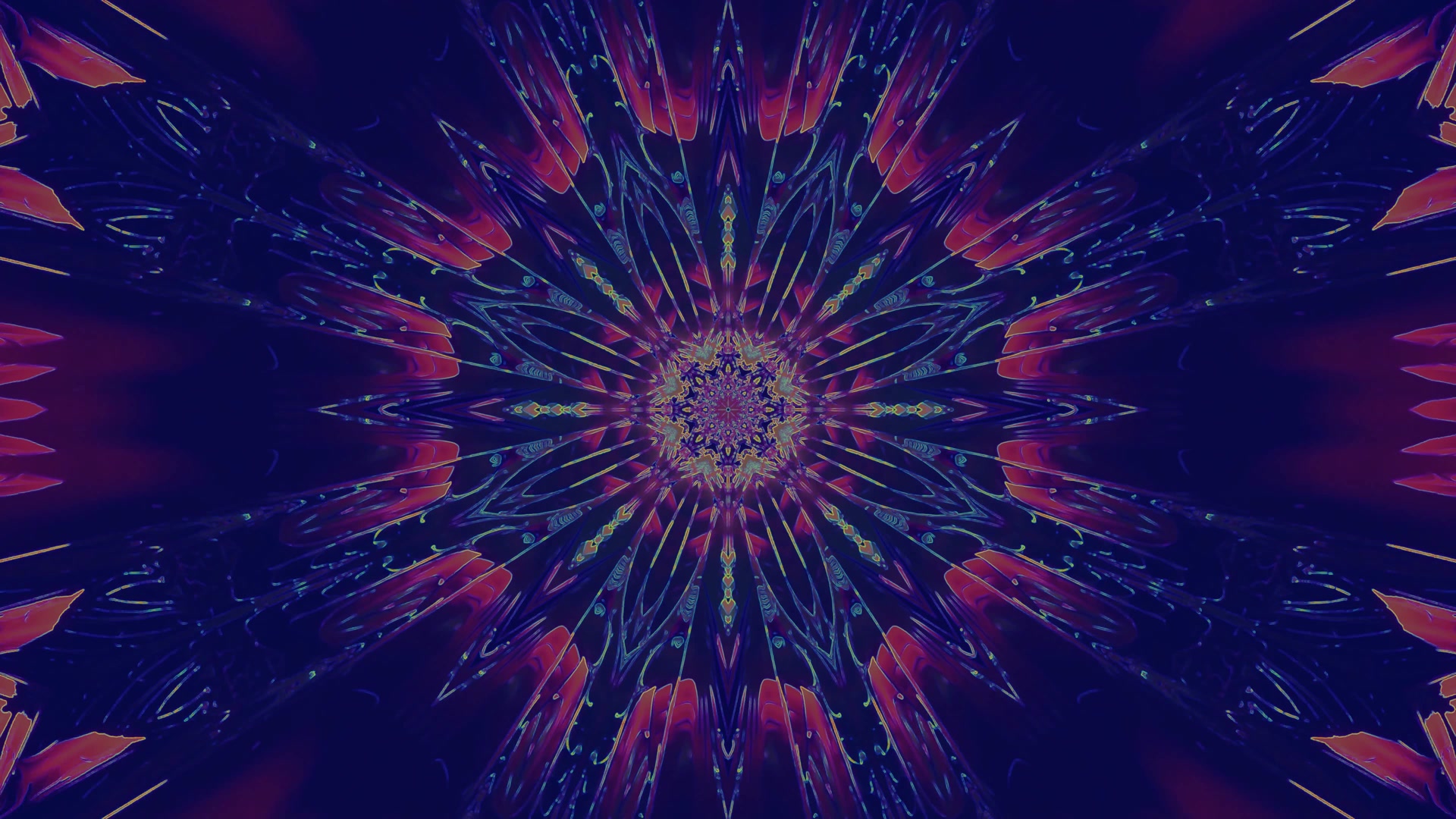 Tunnel Neon Caleidoscopio Viola Rosso 4K UHD 60fps Screensaver PC