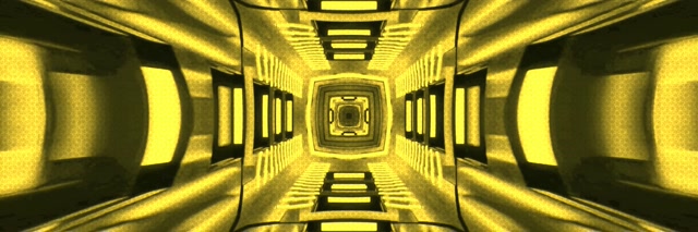 Neon Tunnel Yellow Kaleidoscope VJ Loop 3:1 Triple Wide 60fps Screensaver