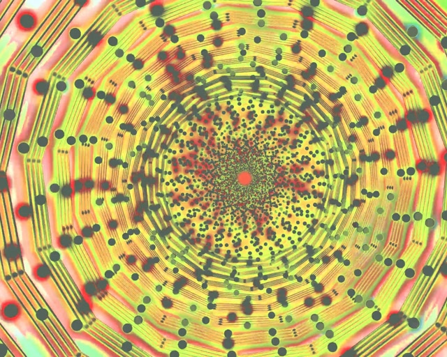 Tunnel Neon Vortice Puntini Radiali 60fps 5:4 Industrial Screensaver VJLoop