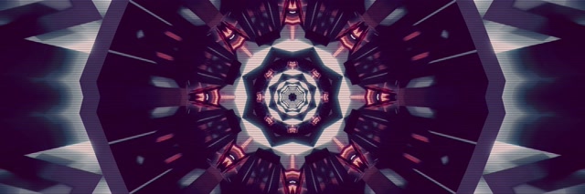 Tunnel Neon Vortice Caleidoscopio VJ Loop 3:1 Triplo Ampio 60fps Screensaver