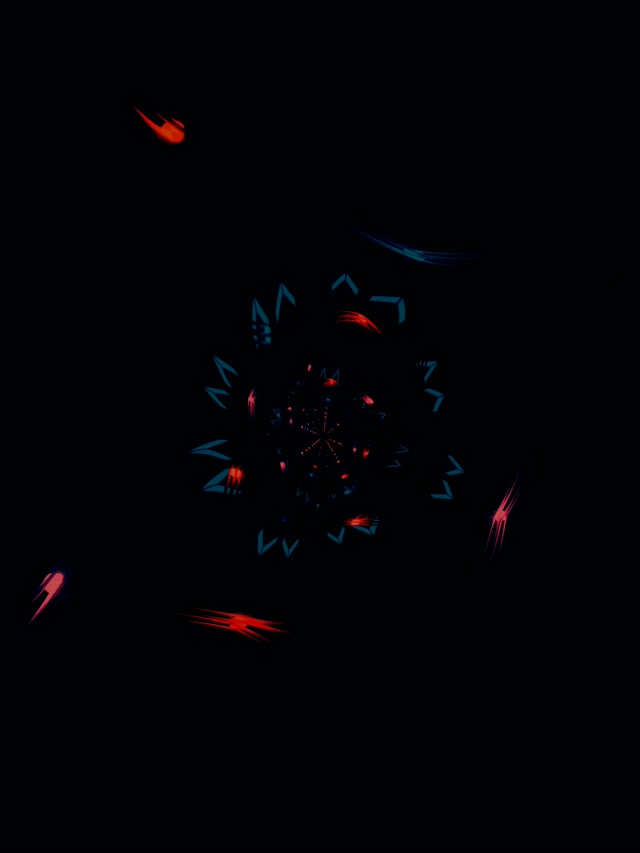 Tunnel Neon Caleidoscopio Scuro Vortice VJ Loop 3:4 iPad Verticale 60fps Screensaver