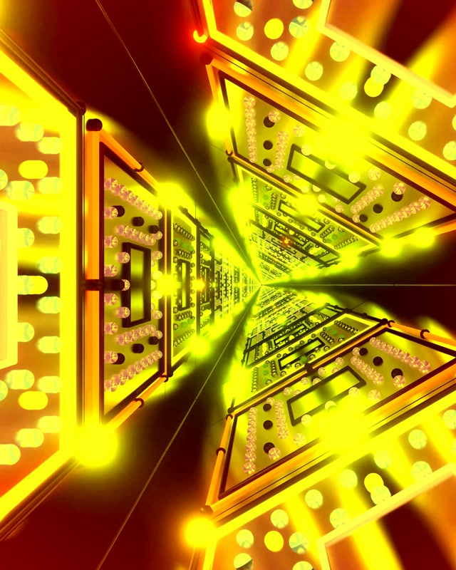 Vj loop Tunnel Neon Scheda Circuito Dorato Frattale 4:5 Instagram 60fps Screensaver