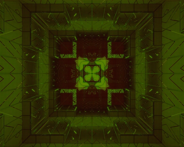 Tunnel Neon Verde Croce Frattale VJ Loop 60fps 5:4 industrial Screensaver