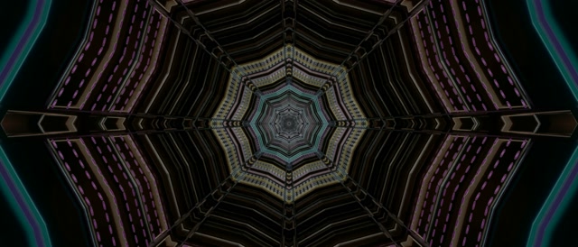 Tunnel Neon Ottagono Screensaver 21:9 Ultrawide 60fps VJ Loop Verde Acqua Viola Scuro