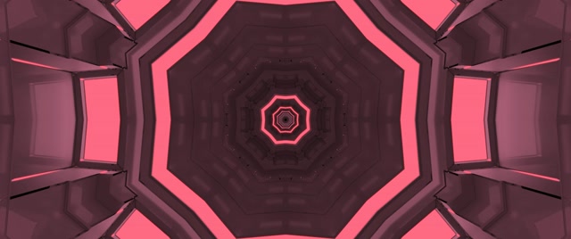 Tunnel al Neon Vortice Ottagono Rosa Vj Loop 2.39:1 Cinemascope 60fps Screensaver