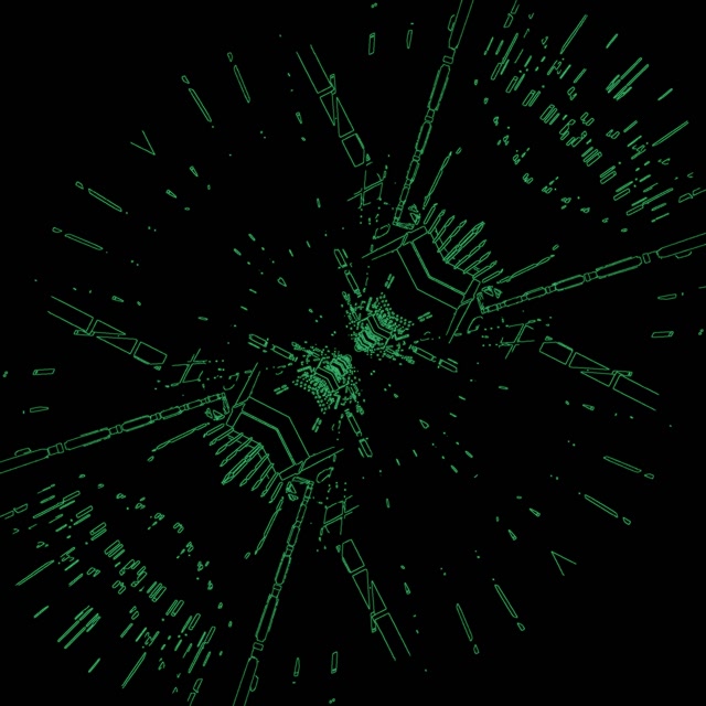 Tunnel Neon Esplosione Circuito Verde 1:1 Quadrato 60fps Screensaver VJLoops