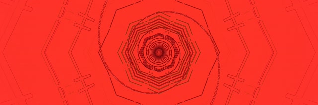 Tunnel Neon Rosso Ottagono Vortice VJLoops 3:1 Triple Wide 60fps Screensaver