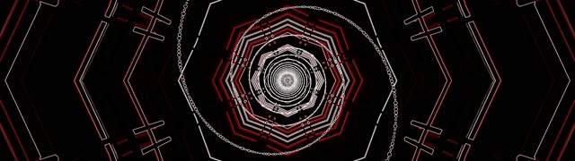 ネオントンネル 赤 六角形 渦 VJ Loop 60fps 32:9 スーパーウルトラワイド スクリーンセーバー