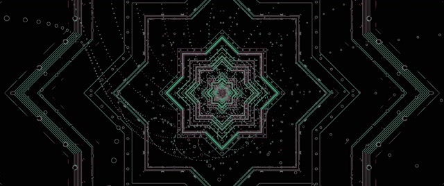 ティール ジオメトリック ネオントンネル スクリーンセーバー 60fps 2.39:1 シネマスコープ VJLoops