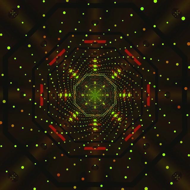 ネオントンネル スクリーンセーバー グリーン ドット 八角形 1:1 スクエア 60fps VJLoops