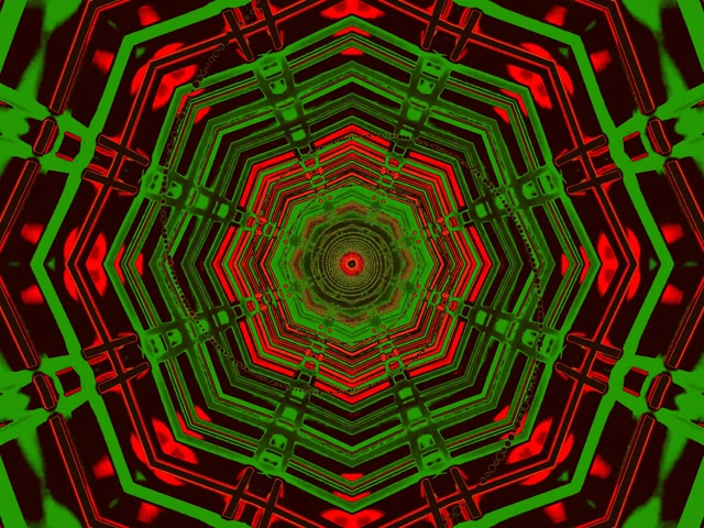 ネオントンネル レッド グリーン オクタゴン ボルテックス スクリーンセーバー 4:3 クラシック 60fps VJ Loop
