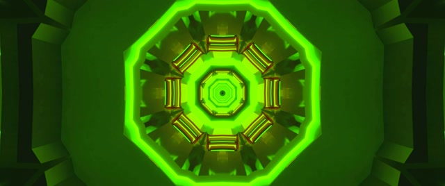 ネオントンネルグリーン八角形万華鏡 VJLoops 2.39:1 シネマスコープ 60fps スクリーンセーバー