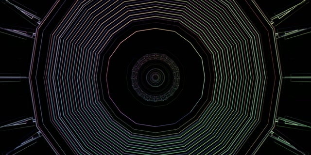 Octagonal Neon Tunnel VJ Loop 2:1 Univisium 60fps Screensaver