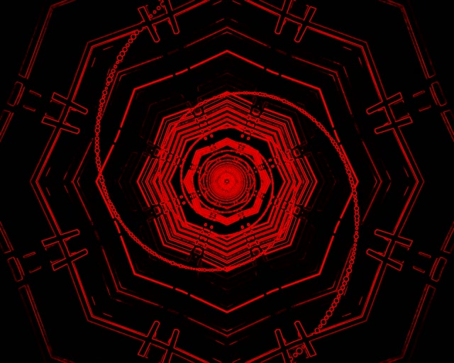 Red Neon Tunnel Pulsating Hexagon Vortex 5:4 Industrial 60fps Screensaver Loop