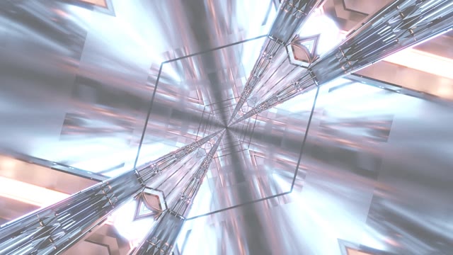 虹色クリスタルトンネルループ - 抽象幾何学モーション背景