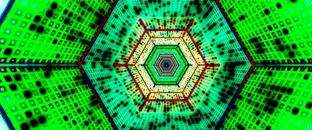 Neon Tunnel Hexagon Vortex VJ Loop 2.39:1 Cinemascope 60fps Screensaver
