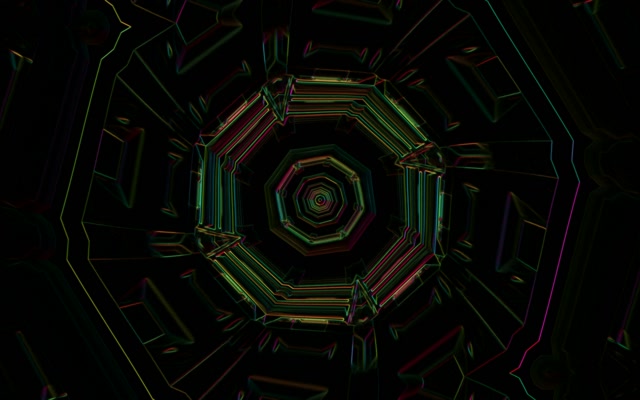 Pulsating Octagon Neon Tunnel 16:10 MacBook 60fps Screensaver VJ Loop
